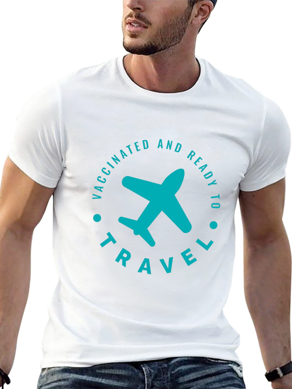Vaccinated & Ready to Travel T-Shirt - Airplane Graphic