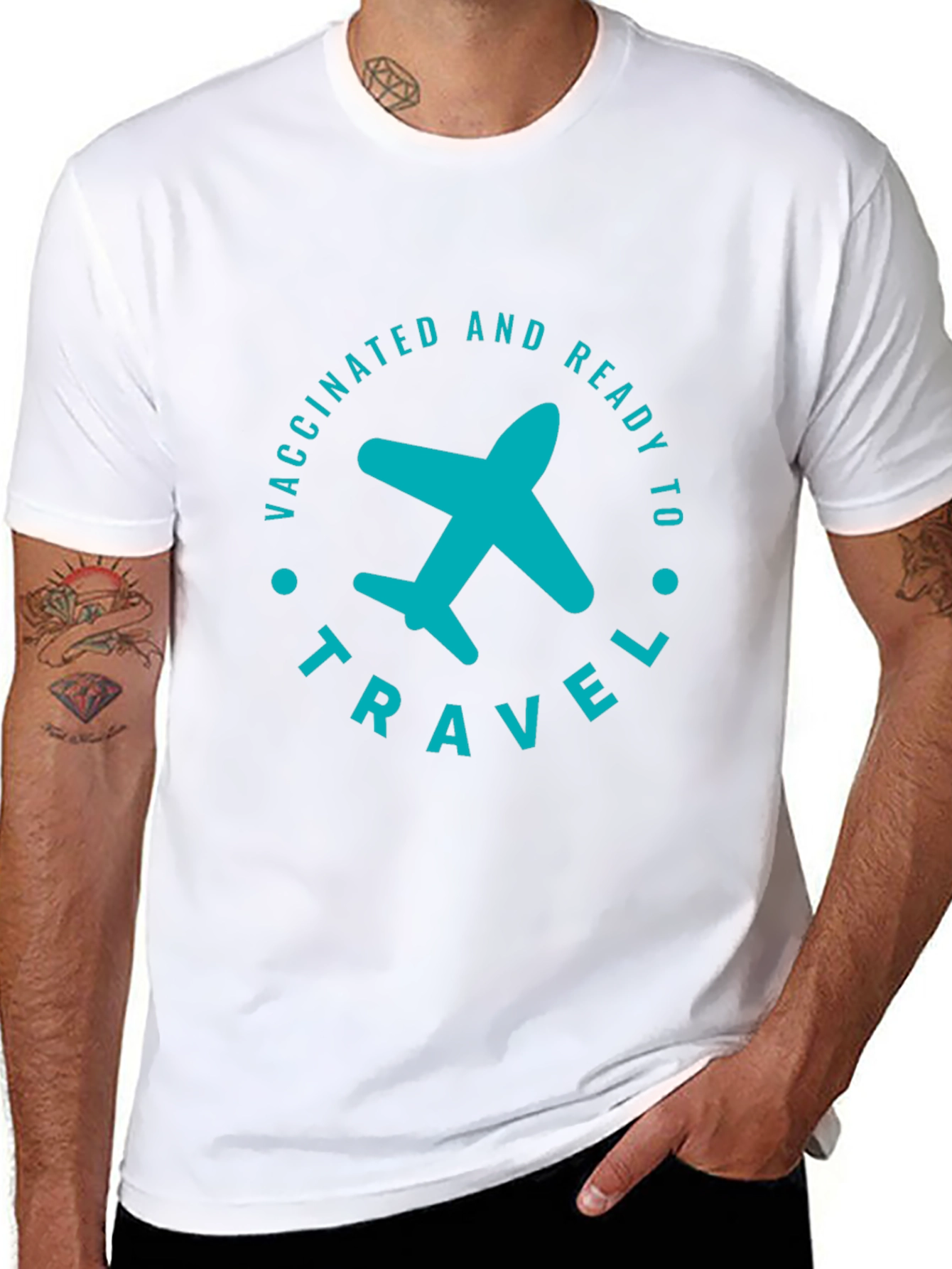 Vaccinated & Ready to Travel T-Shirt - Airplane Graphic