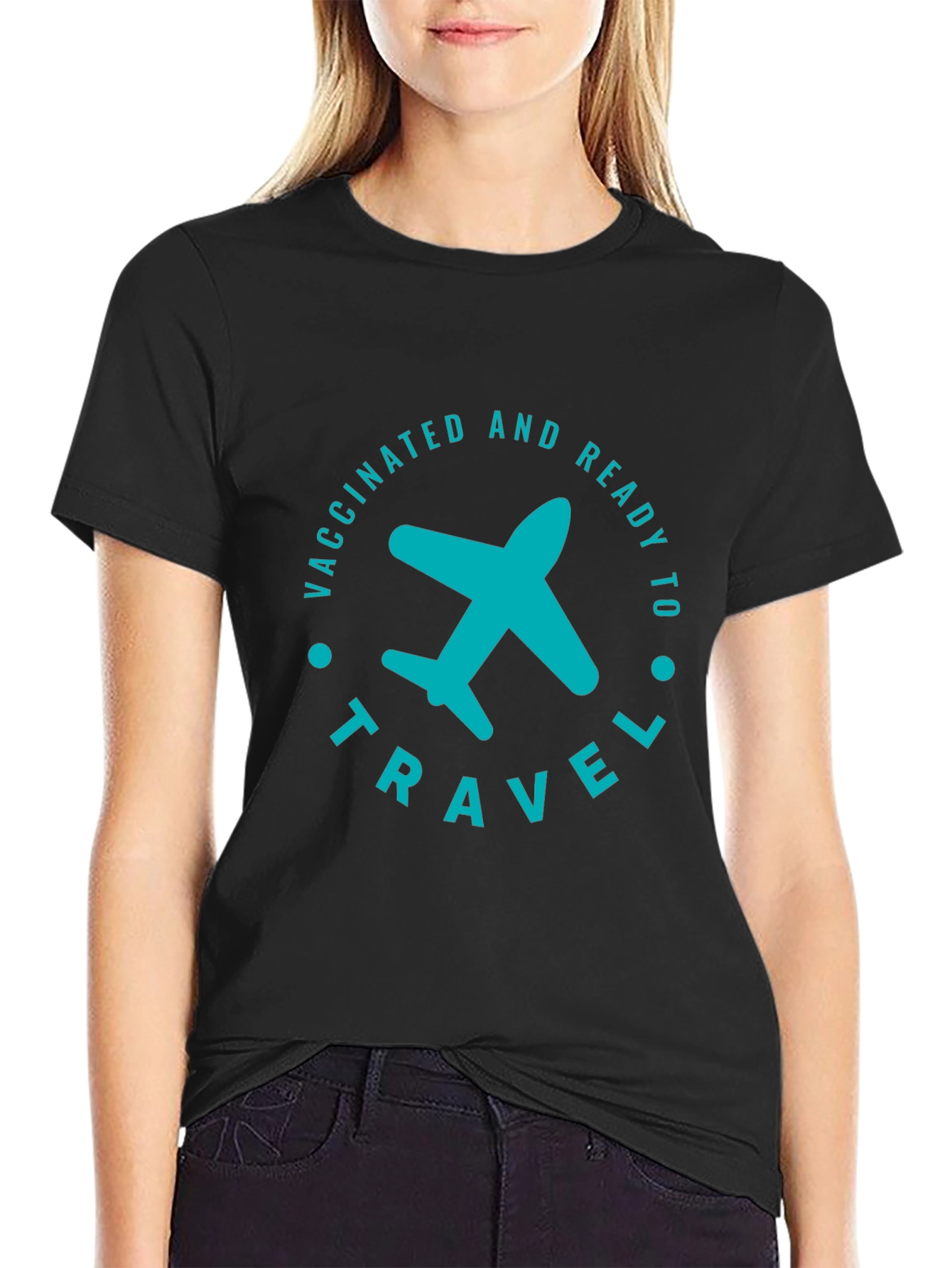 Vaccinated & Ready to Travel T-Shirt - Airplane Graphic