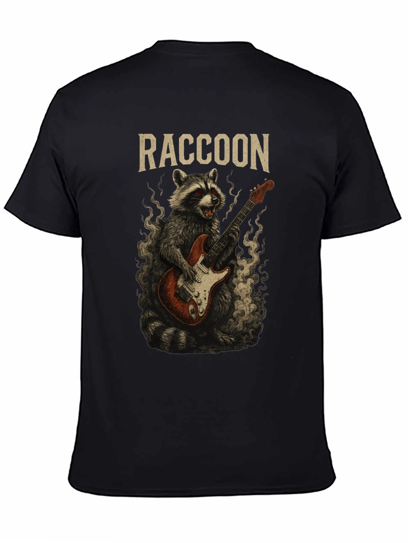 Raccoon Rocker T-Shirt - Guitar Playing Animal Tee