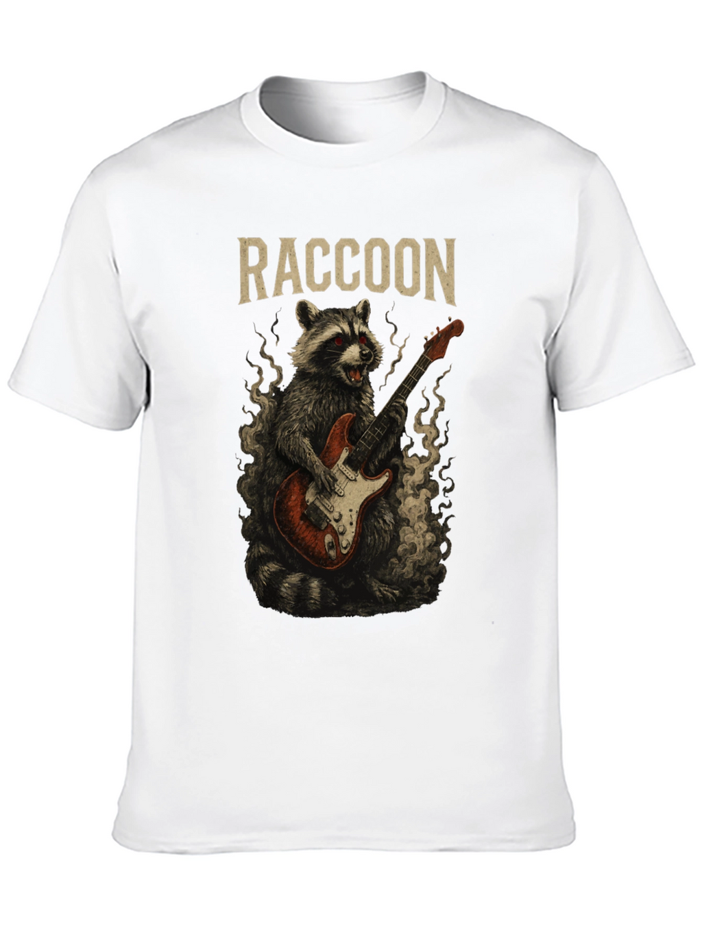Raccoon Rocker T-Shirt - Guitar Playing Animal Tee