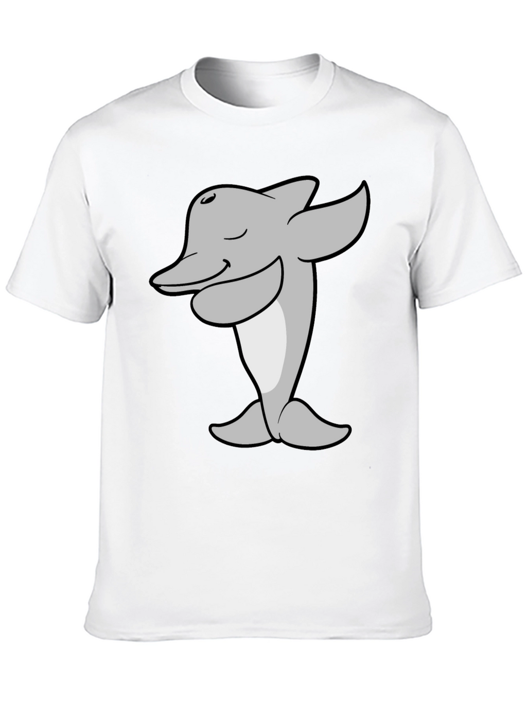 Cartoon Dolphin T-Shirt - Black Cotton Tee