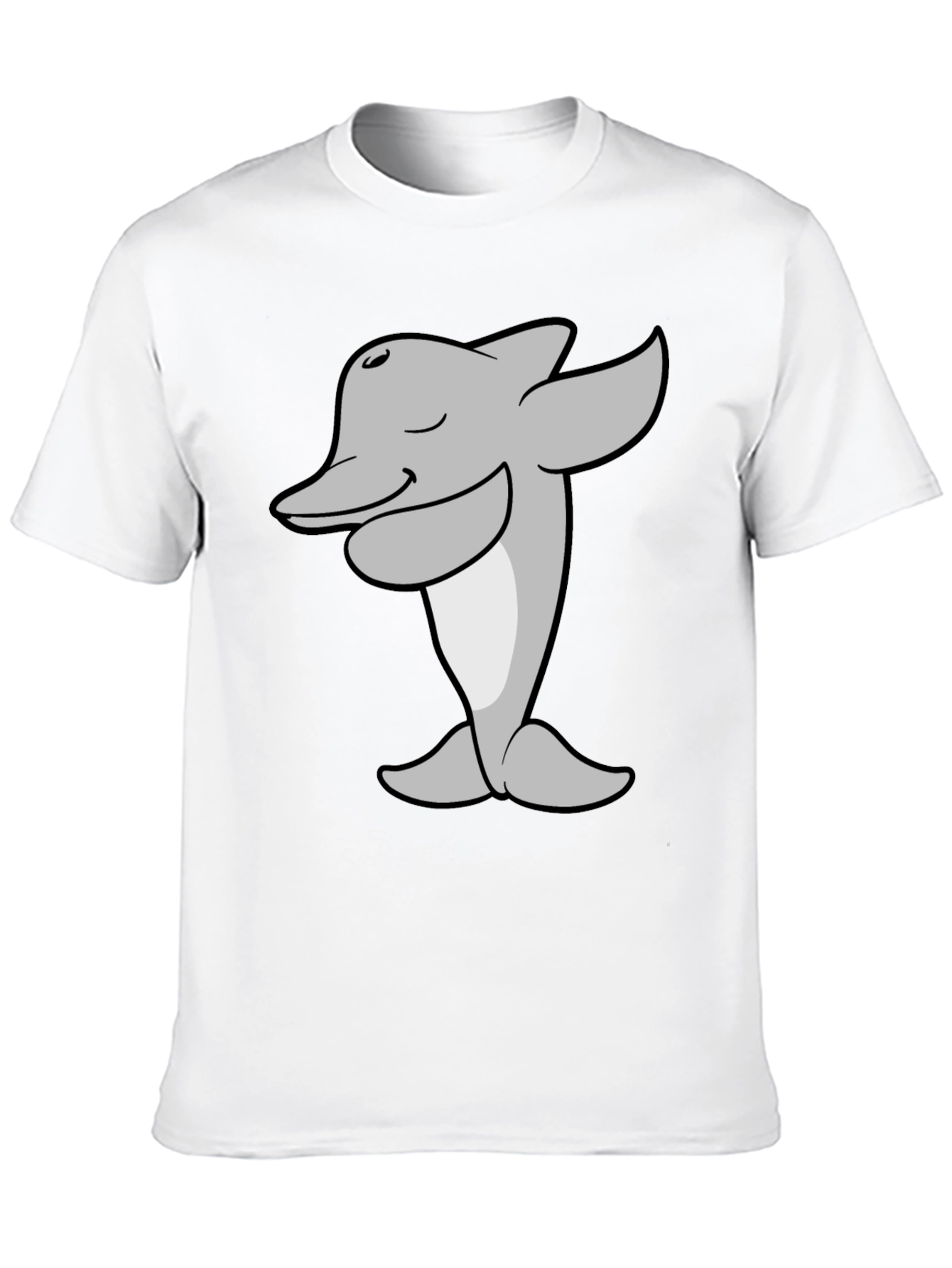 Cartoon Dolphin T-Shirt - Black Cotton Tee