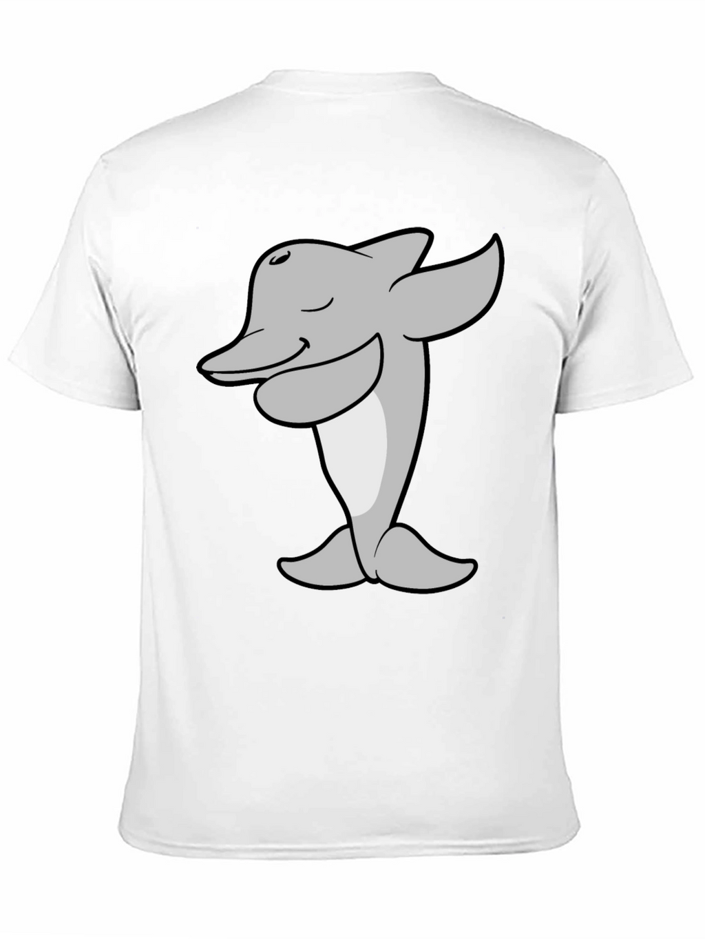 Cartoon Dolphin T-Shirt - Black Cotton Tee