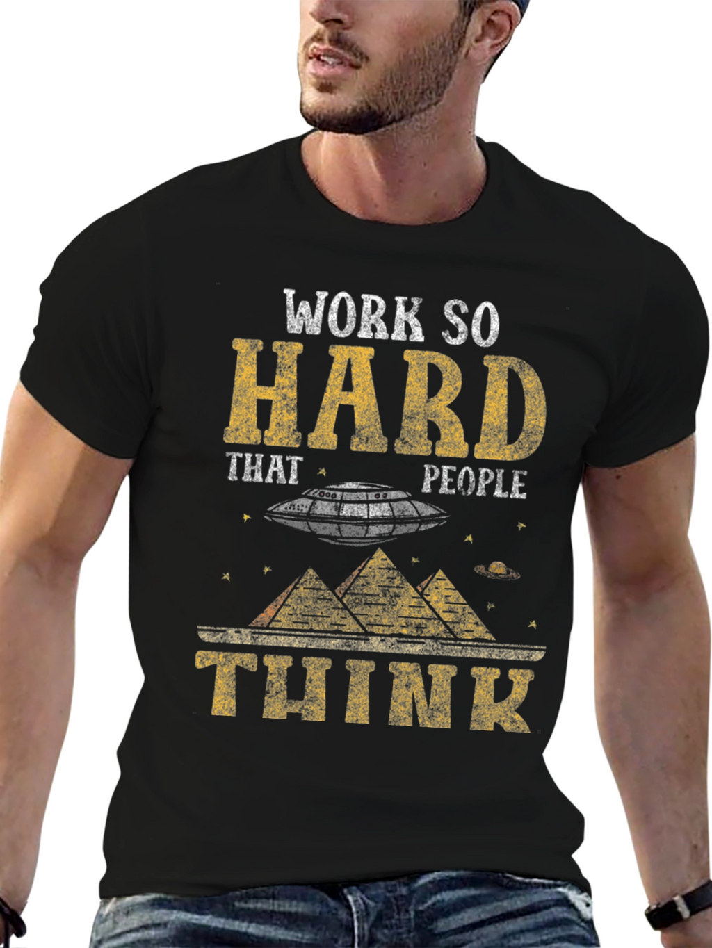 Work So Hard Alien Graphic T-Shirt