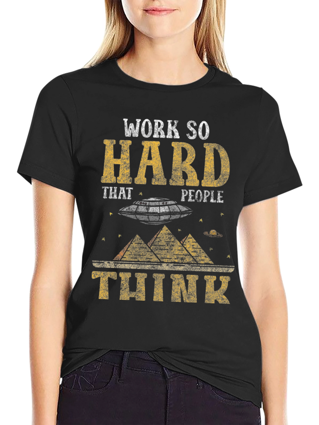 Work So Hard Alien Graphic T-Shirt