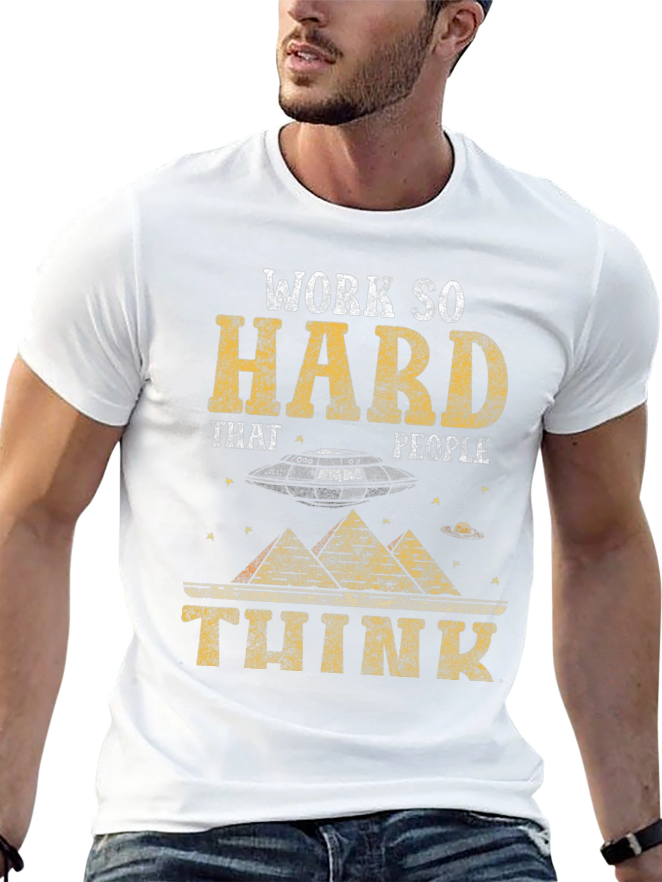 Work So Hard Alien Graphic T-Shirt