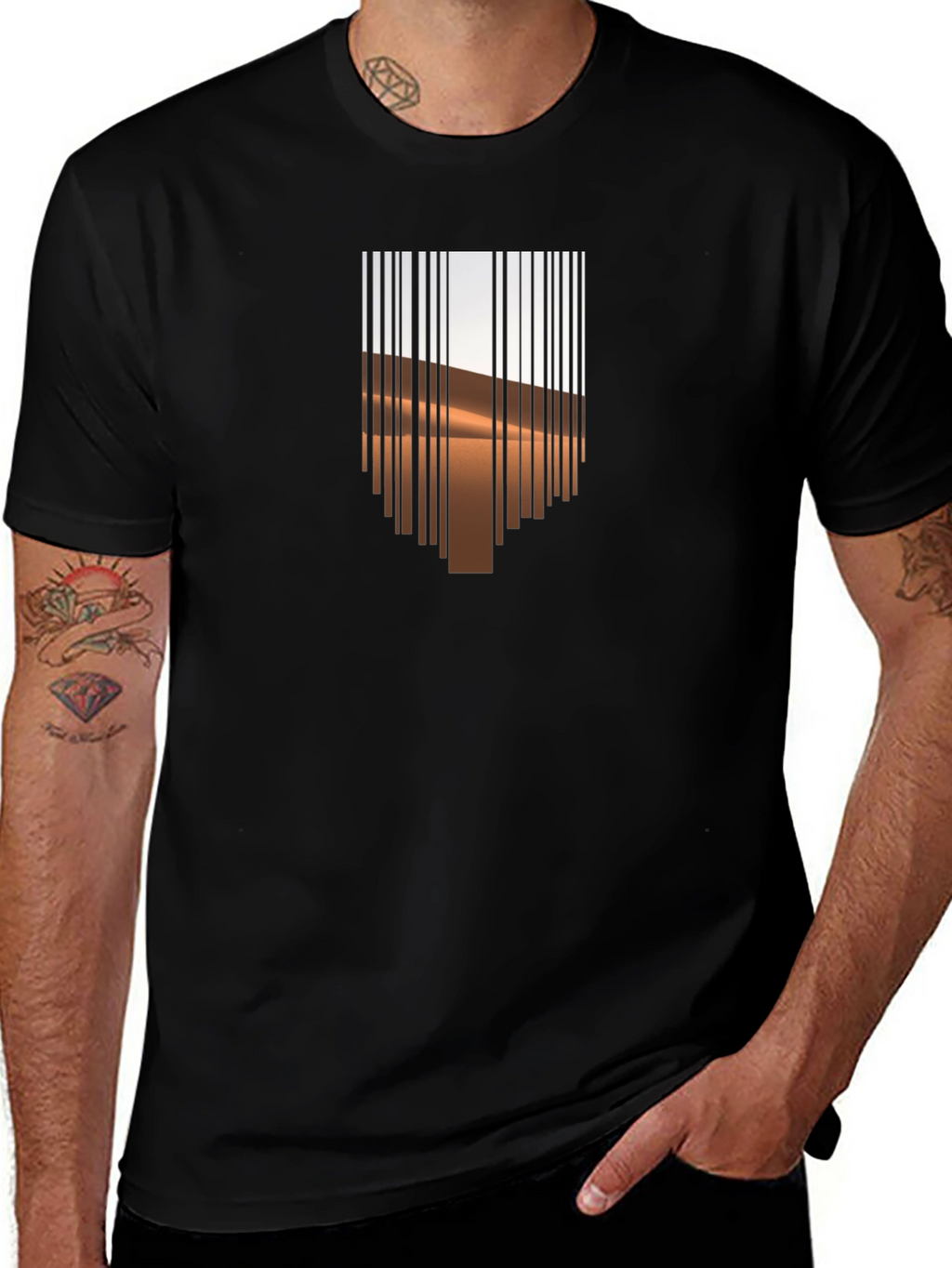 Barcode Desert Graphic Tee - Modern Casual
