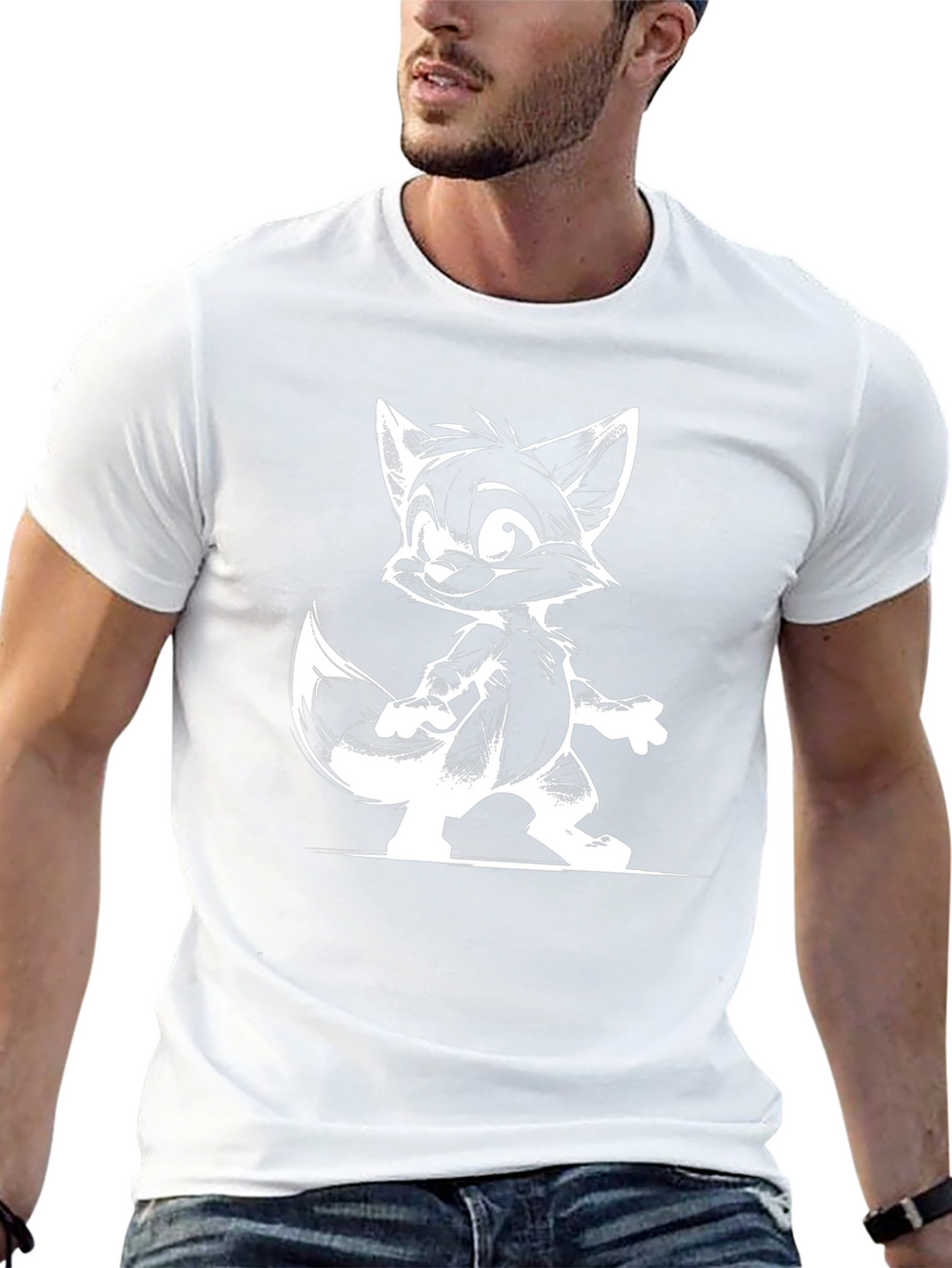 Cartoon Fox Graphic T-Shirt