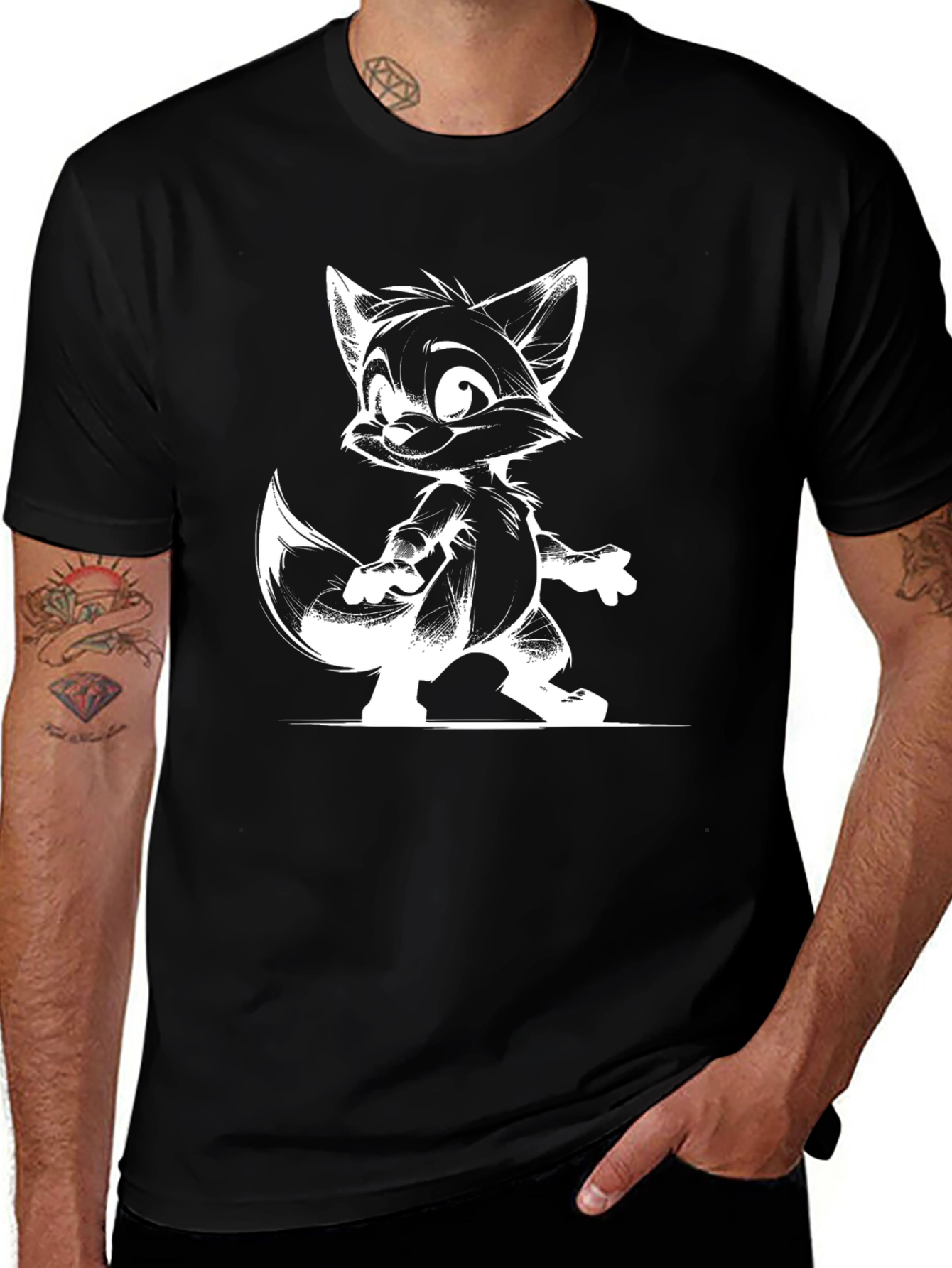 Cartoon Fox Graphic T-Shirt