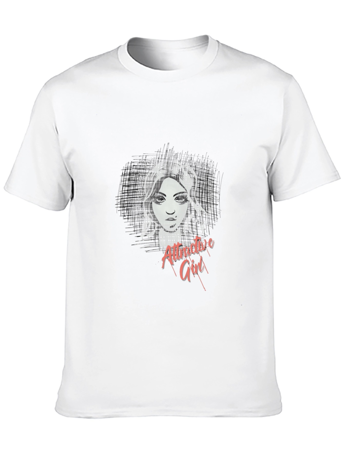 Attractive Girl Graphic Black T-Shirt