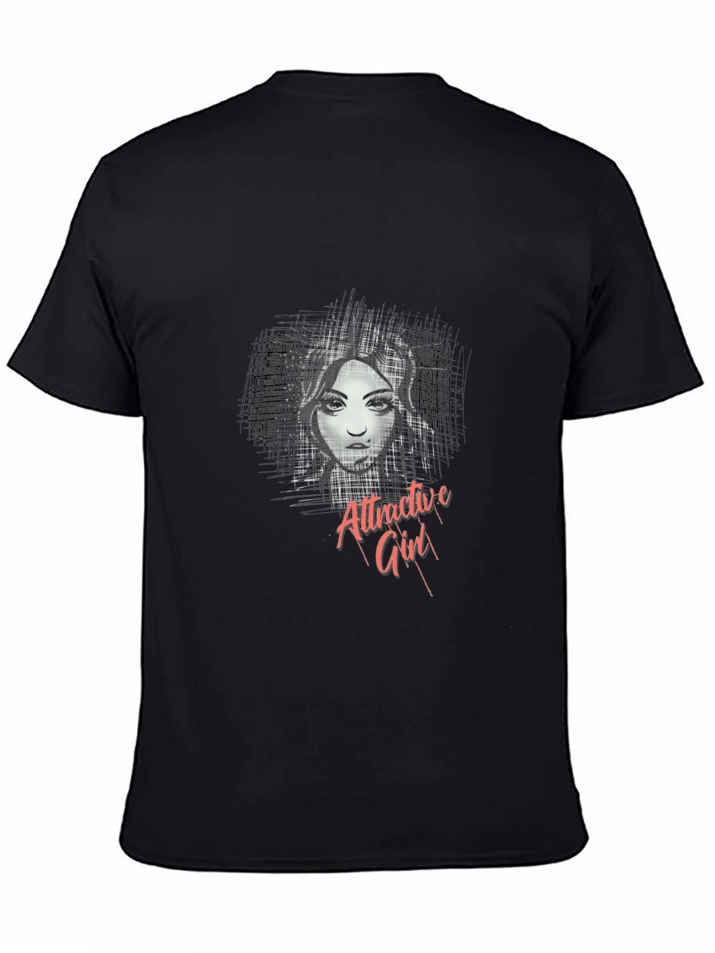 Attractive Girl Graphic Black T-Shirt