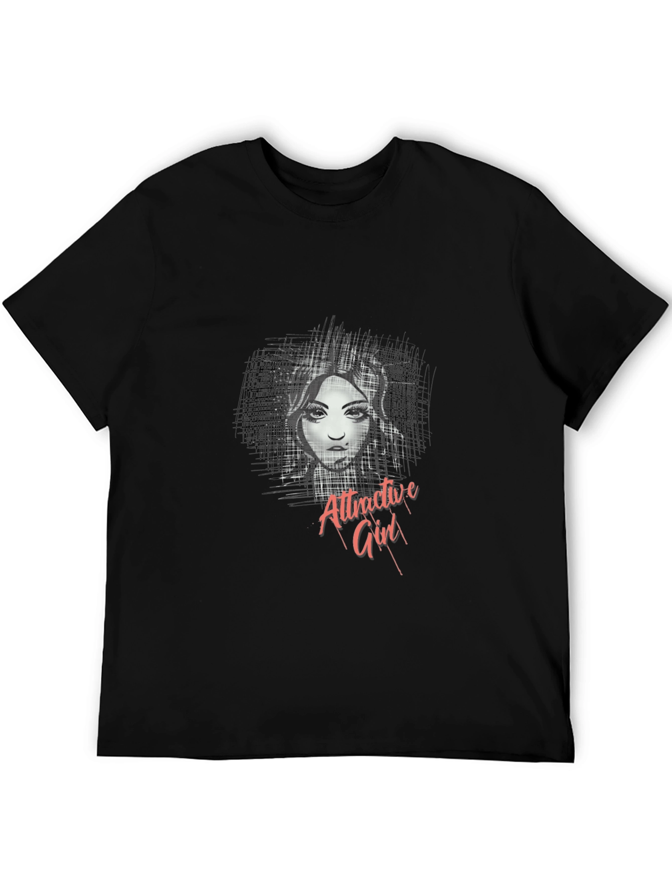 Attractive Girl Graphic Black T-Shirt