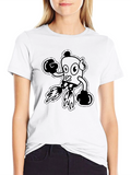 Boxing Cartoon Character Black T-Shirt