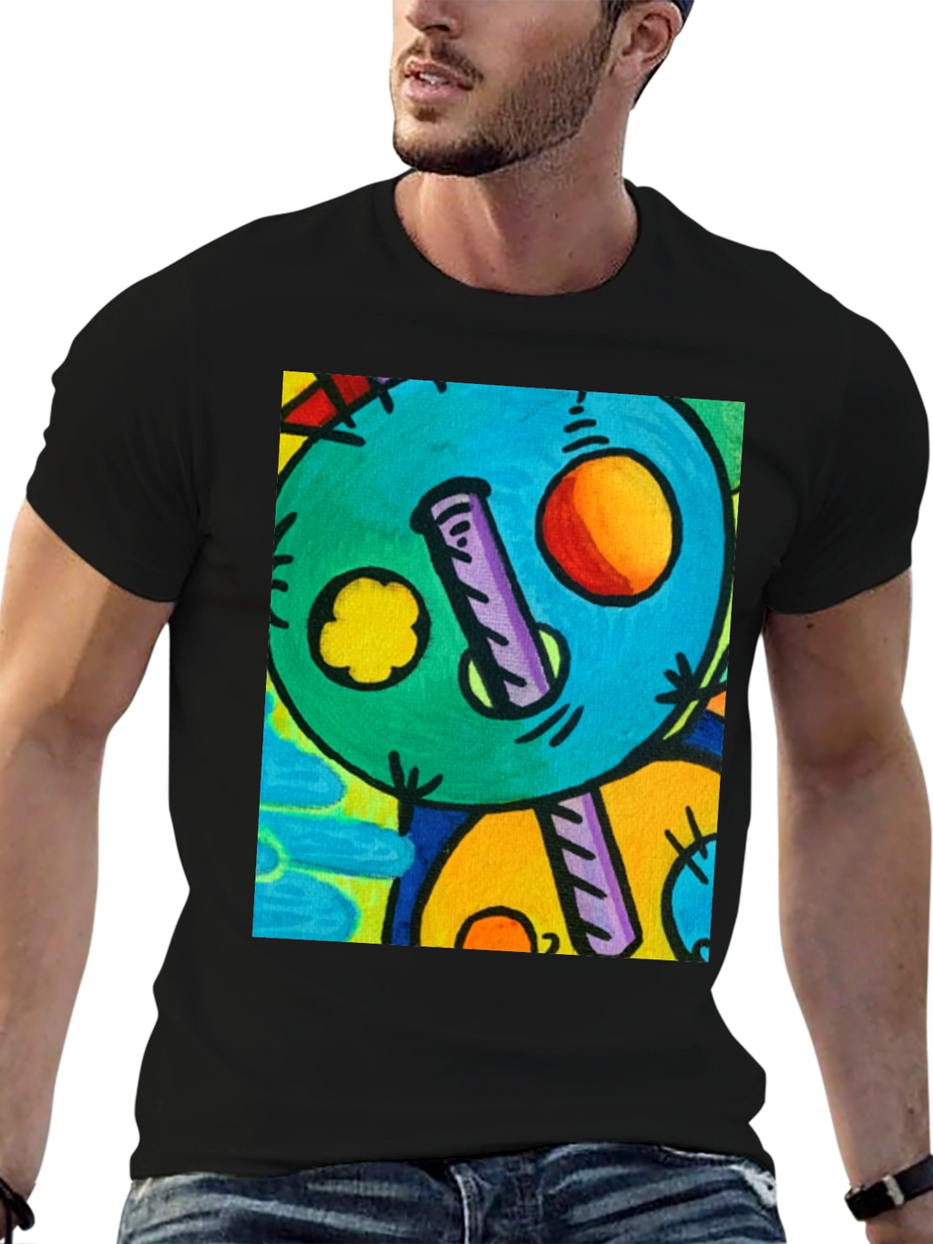 Abstract Art Graphic Print Black T-Shirt