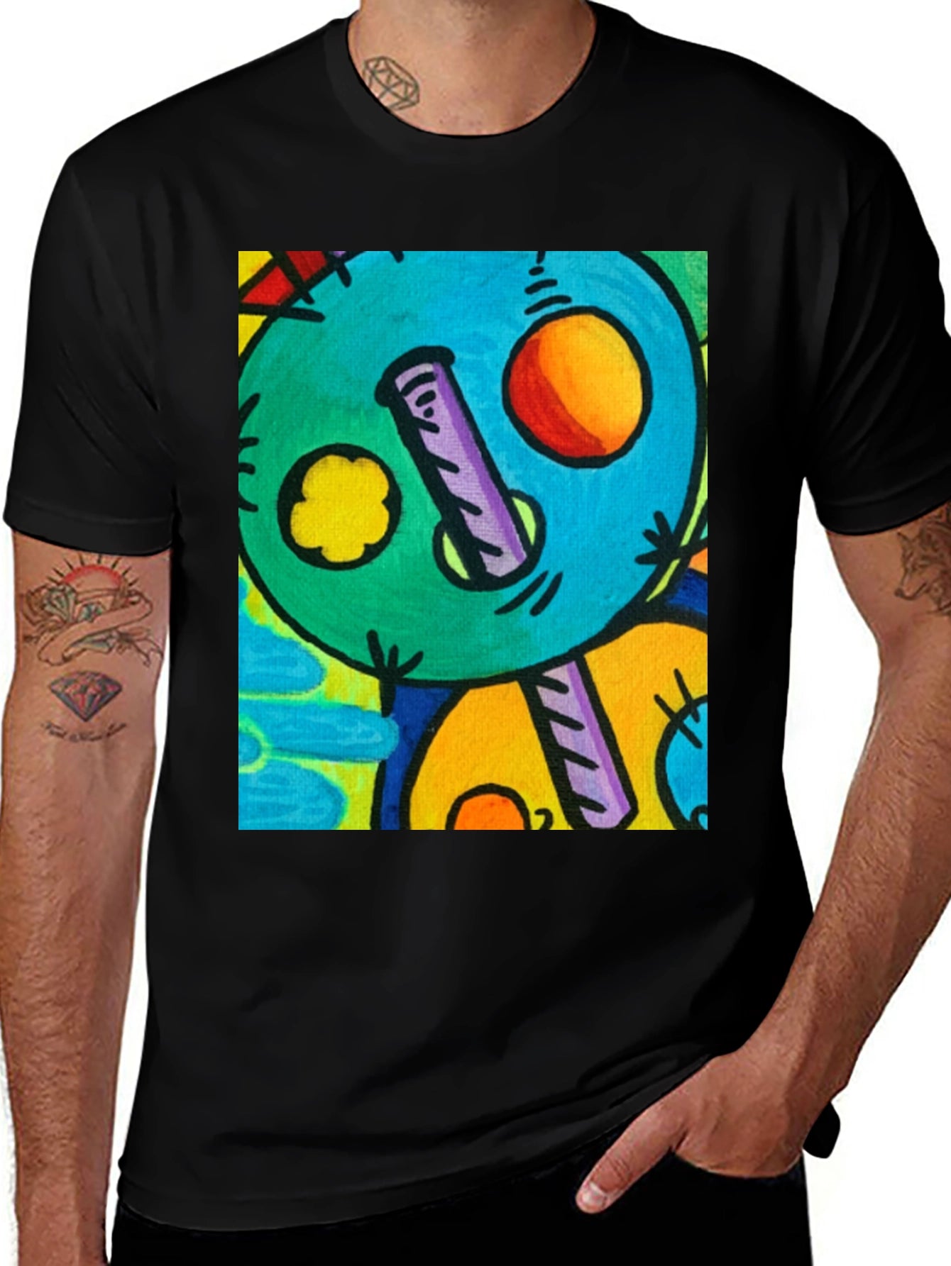 Abstract Art Graphic Print Black T-Shirt