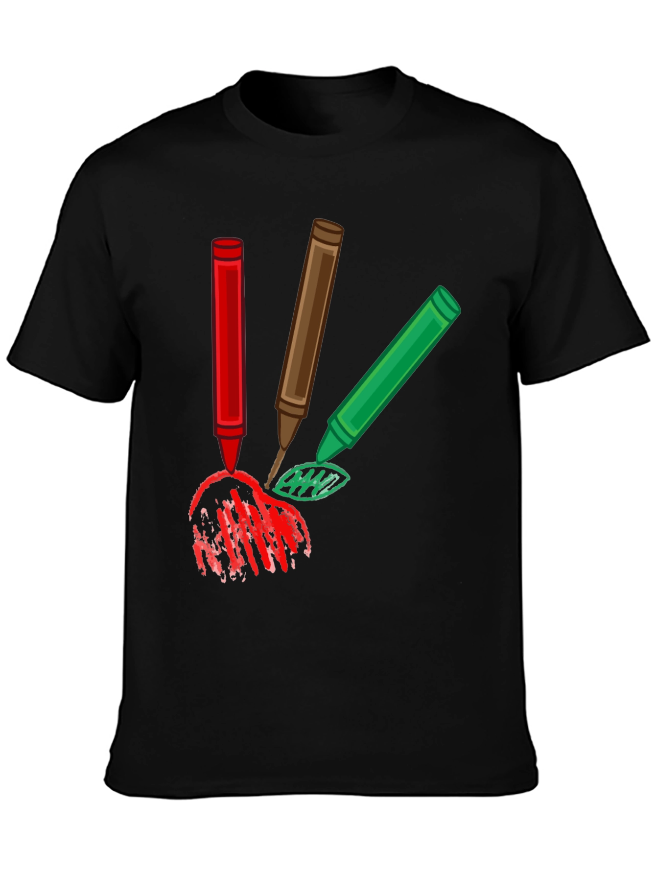 Crayon Scribble Graphic Tee - Black Cotton T-Shirt