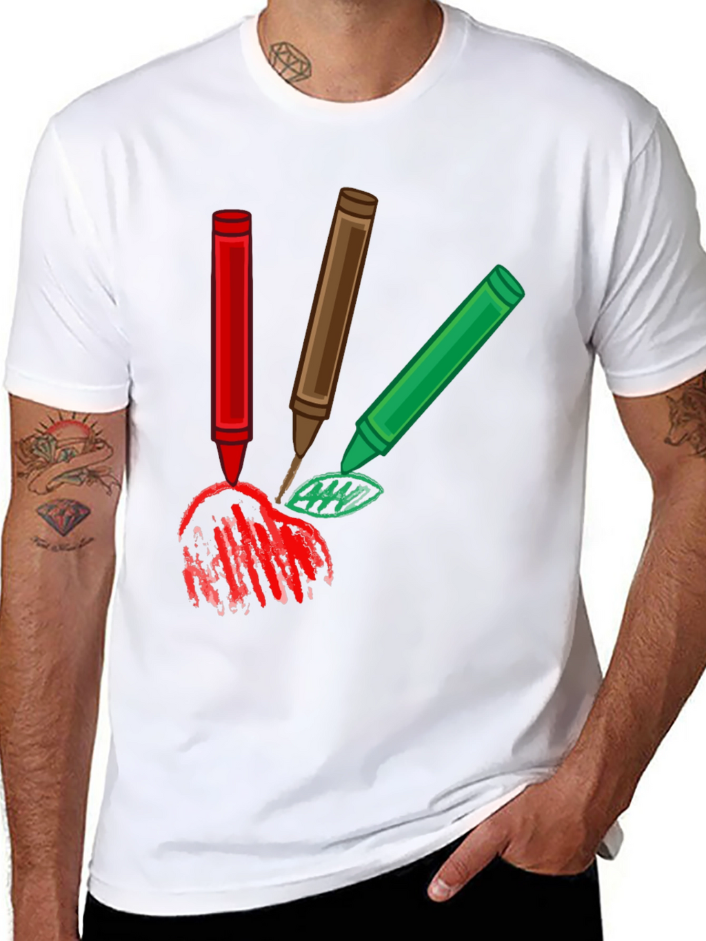 Crayon Scribble Graphic Tee - Black Cotton T-Shirt