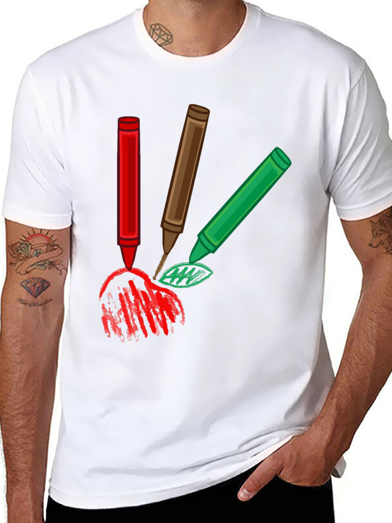 Crayon Scribble Graphic Tee - Black Cotton T-Shirt