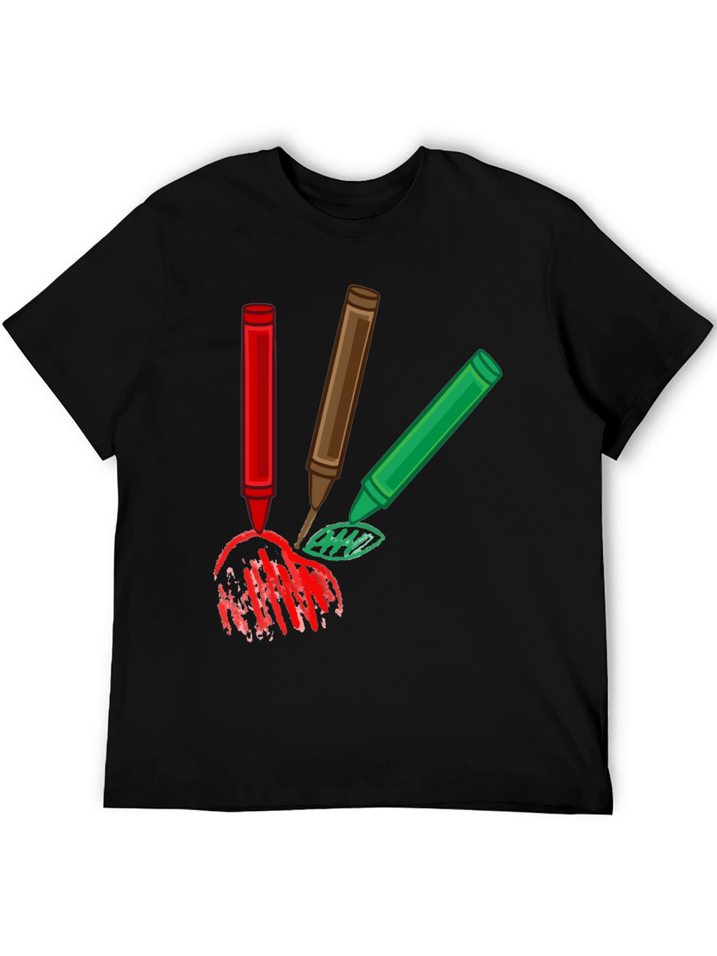 Crayon Scribble Graphic Tee - Black Cotton T-Shirt