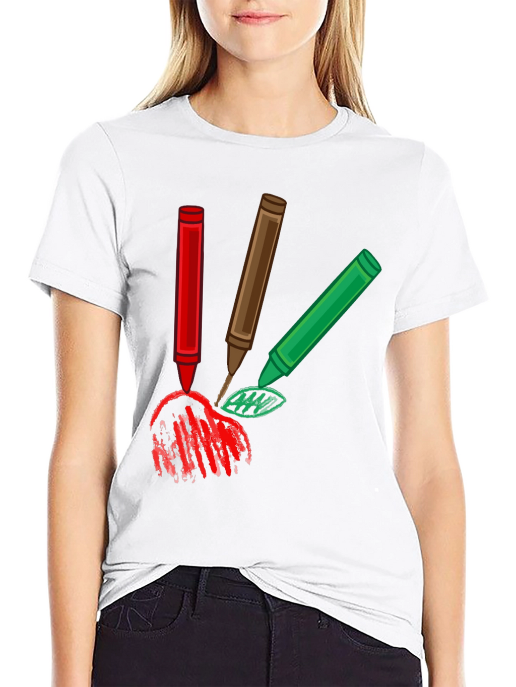 Crayon Scribble Graphic Tee - Black Cotton T-Shirt
