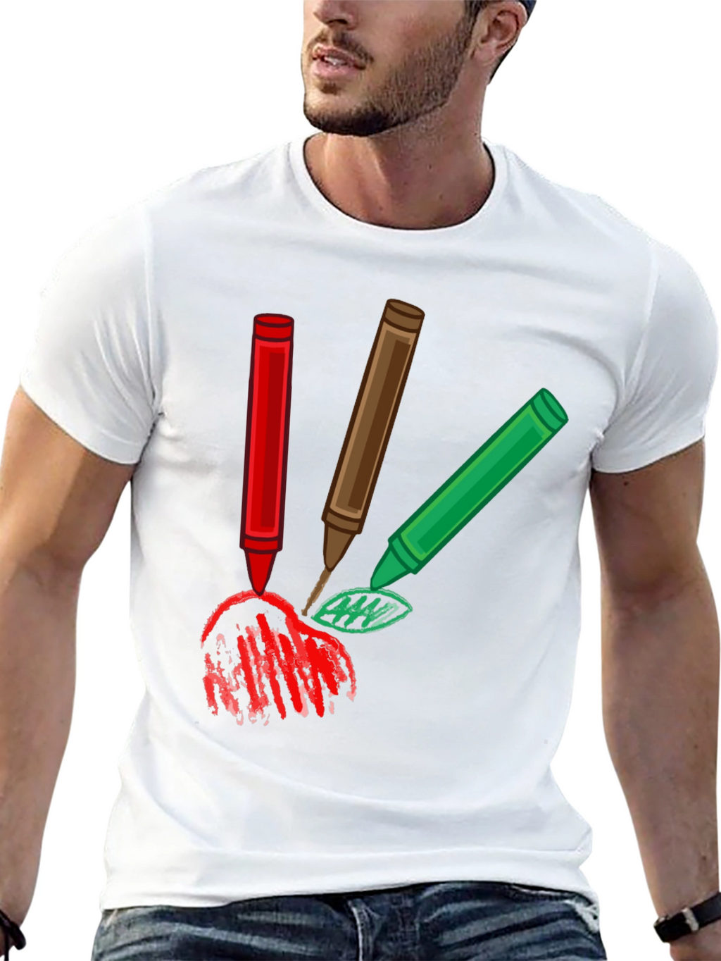 Crayon Scribble Graphic Tee - Black Cotton T-Shirt