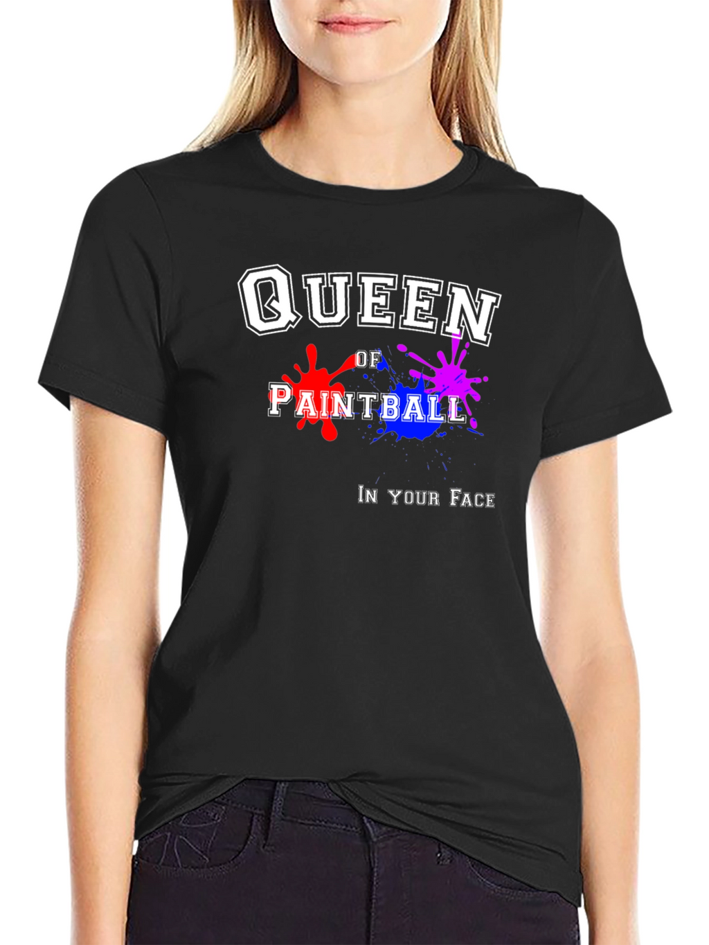 Queen of Paintball Black Graphic T-Shirt