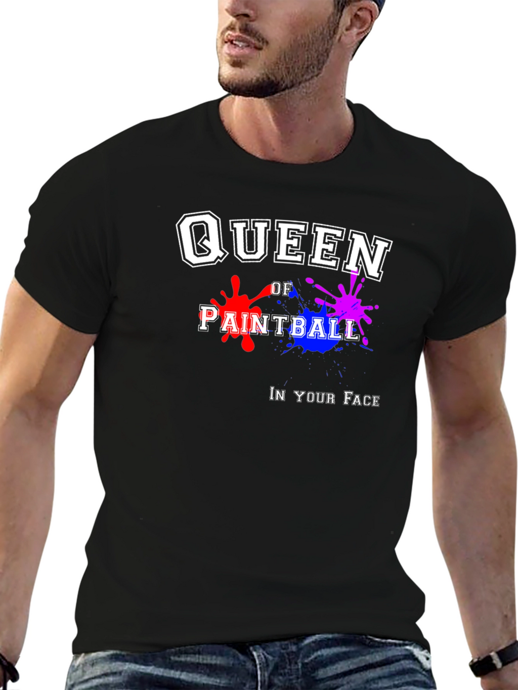 Queen of Paintball Black Graphic T-Shirt