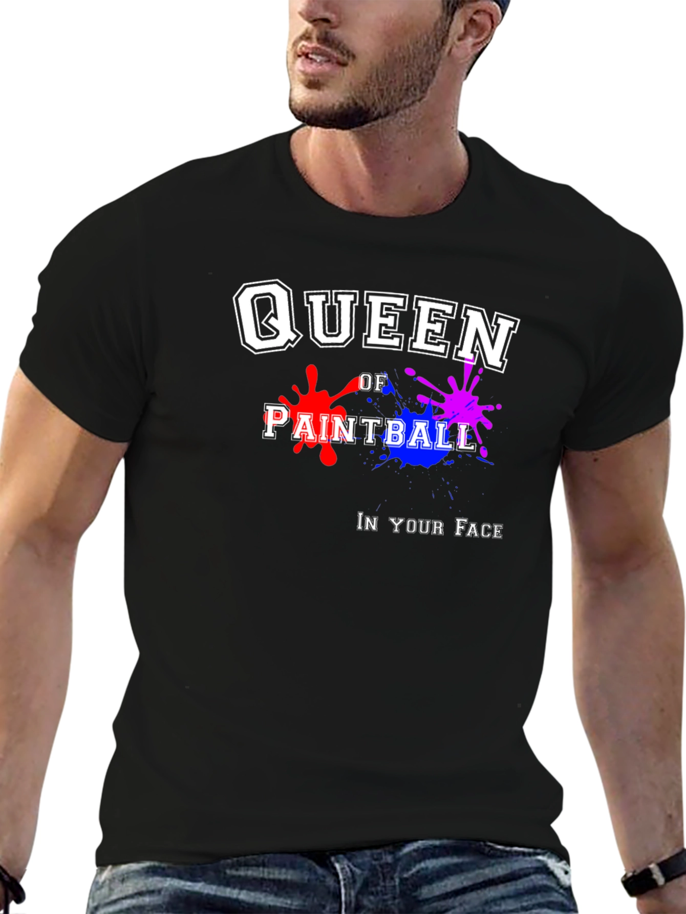 Queen of Paintball Black Graphic T-Shirt