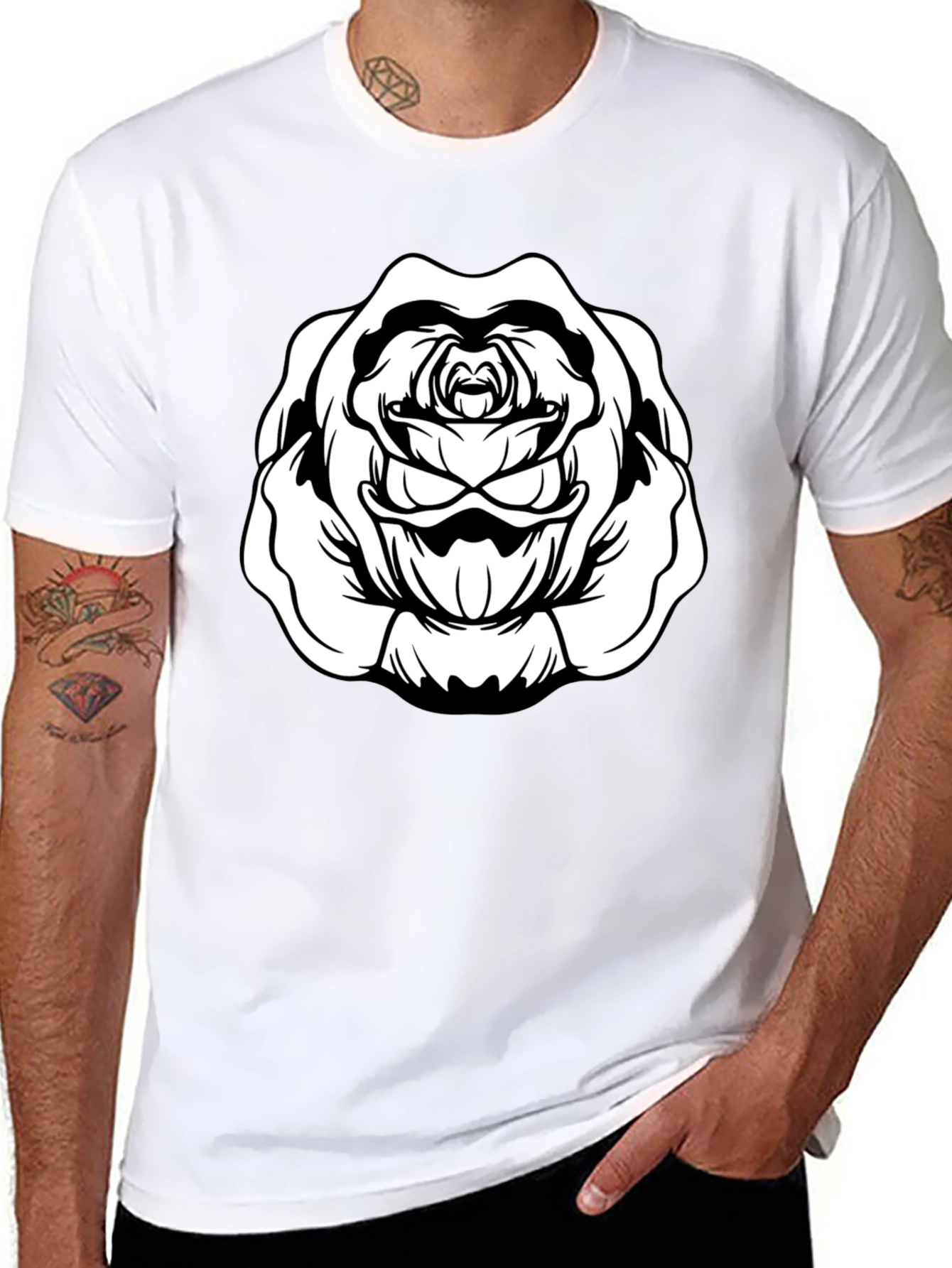 Black Rose Graphic Tee - Mens Casual T-Shirt