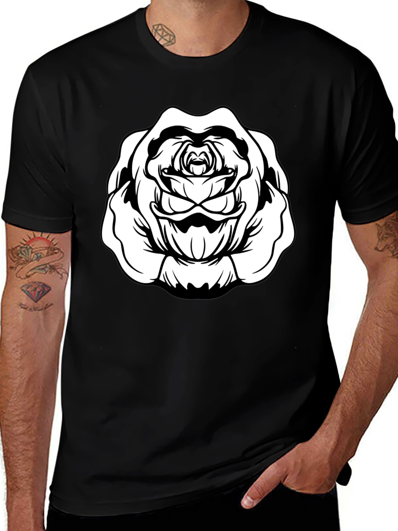 Black Rose Graphic Tee - Mens Casual T-Shirt