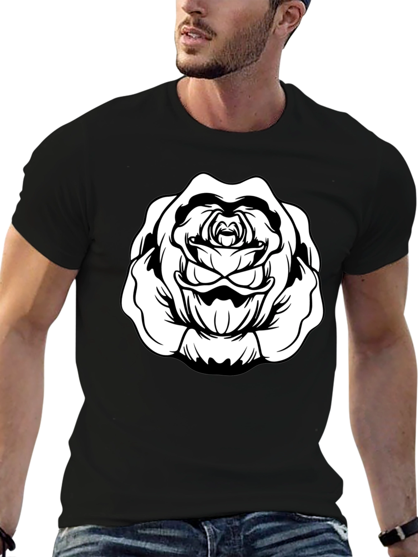 Black Rose Graphic Tee - Mens Casual T-Shirt