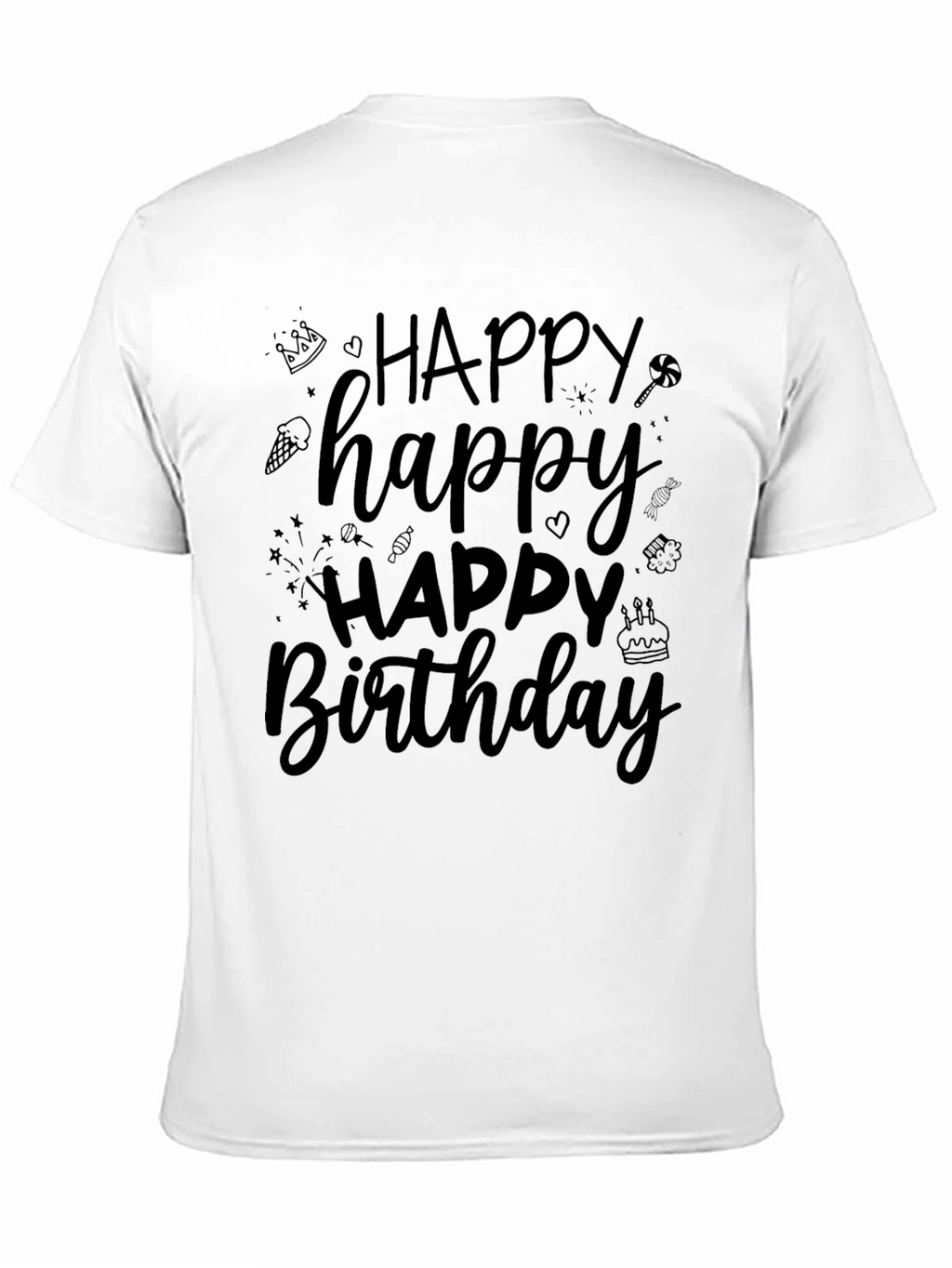 Happy Birthday T-Shirt - Black Crew Neck