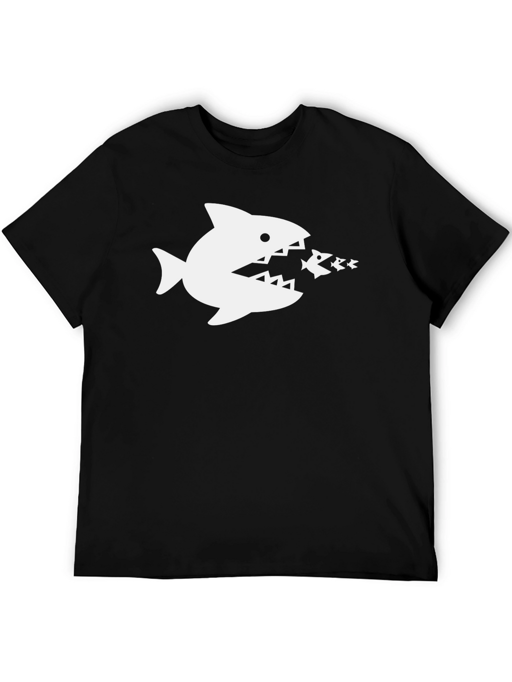 Shark Eats Fish Graphic T-Shirt - Black Cotton Tee