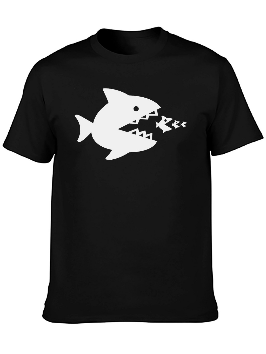 Shark Eats Fish Graphic T-Shirt - Black Cotton Tee