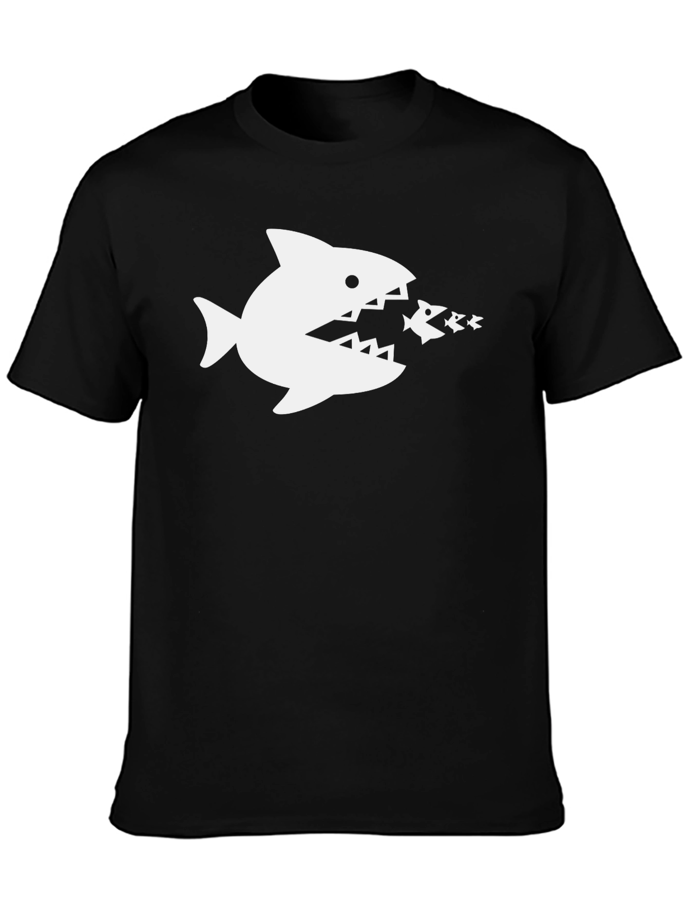 Shark Eats Fish Graphic T-Shirt - Black Cotton Tee