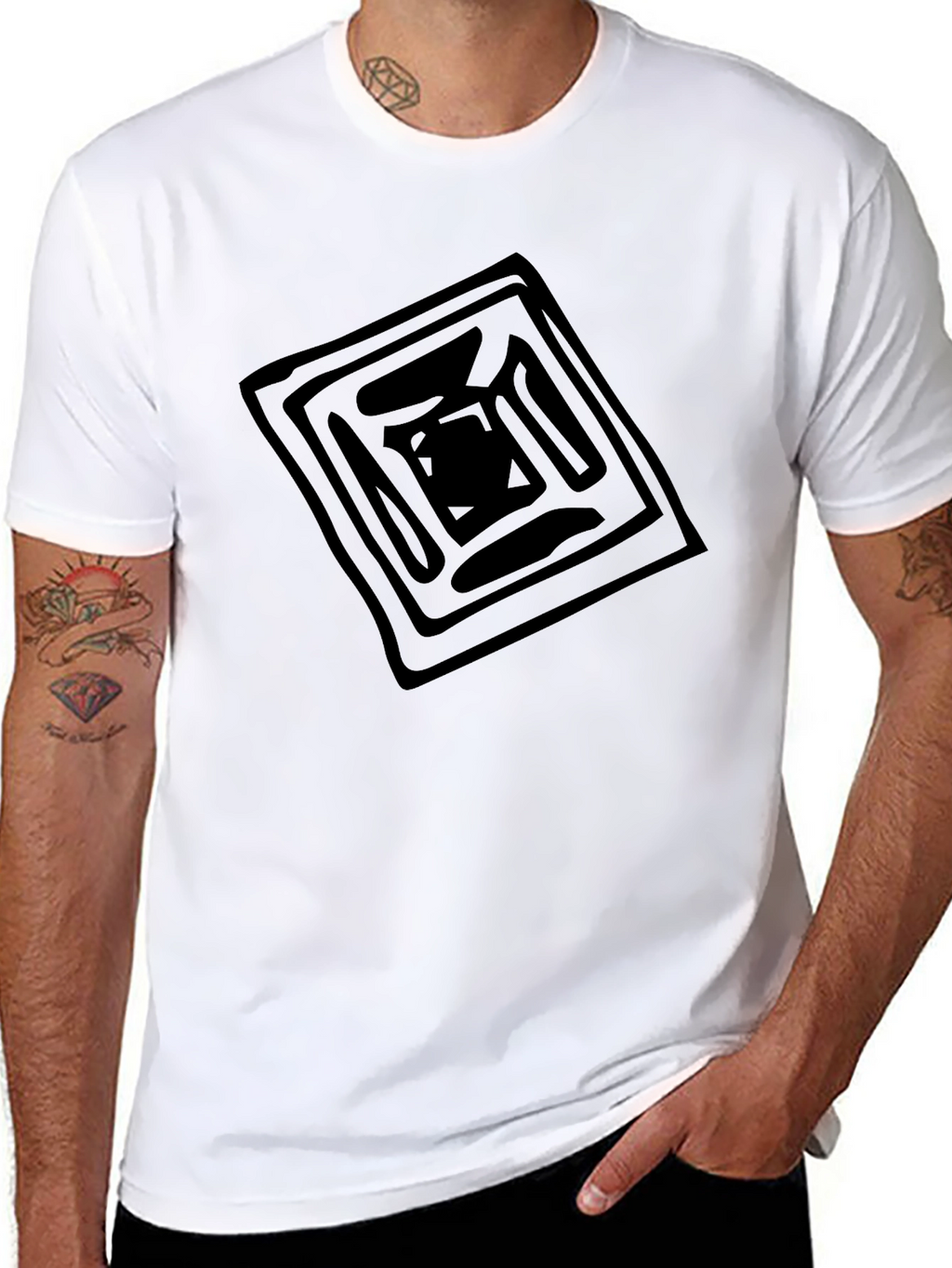 Abstract Square Graphic Tee - Black