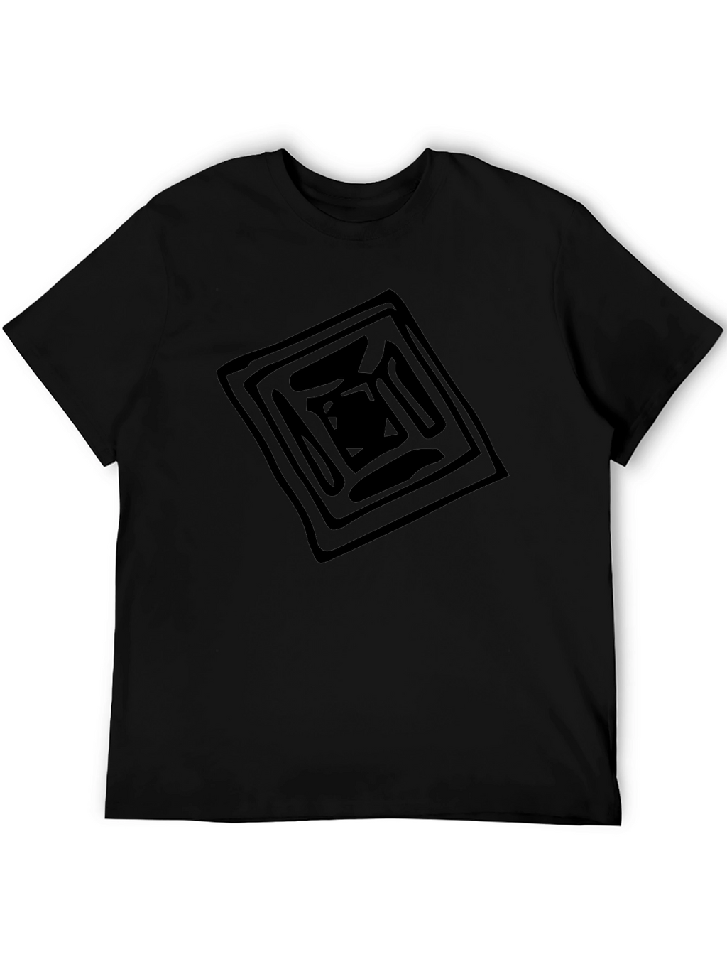 Abstract Square Graphic Tee - Black