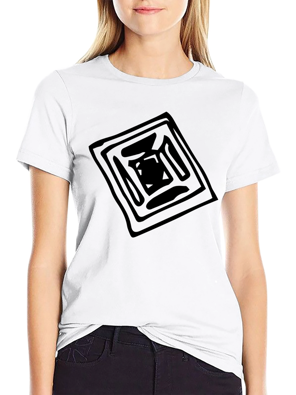 Abstract Square Graphic Tee - Black