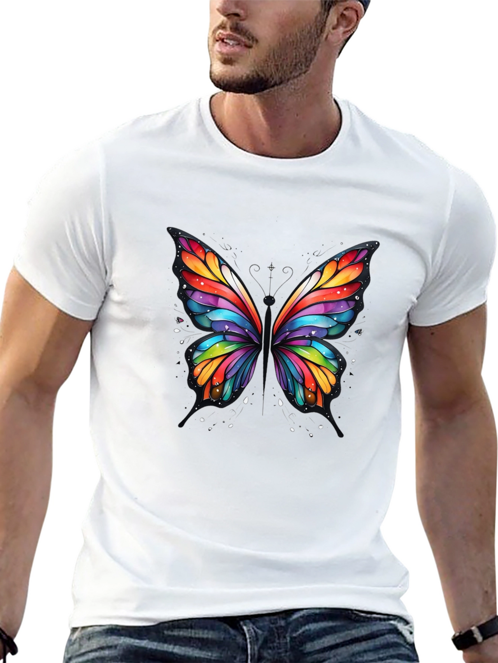 Rainbow Butterfly Graphic T-Shirt