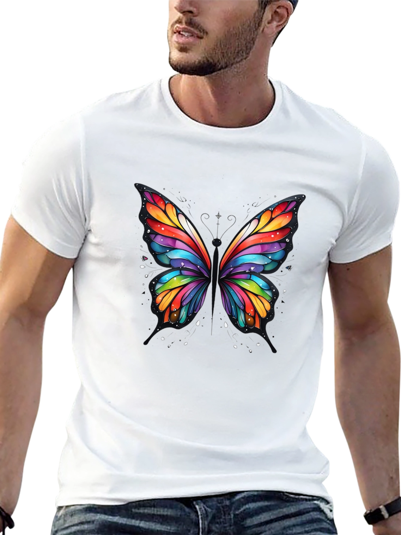 Rainbow Butterfly Graphic T-Shirt