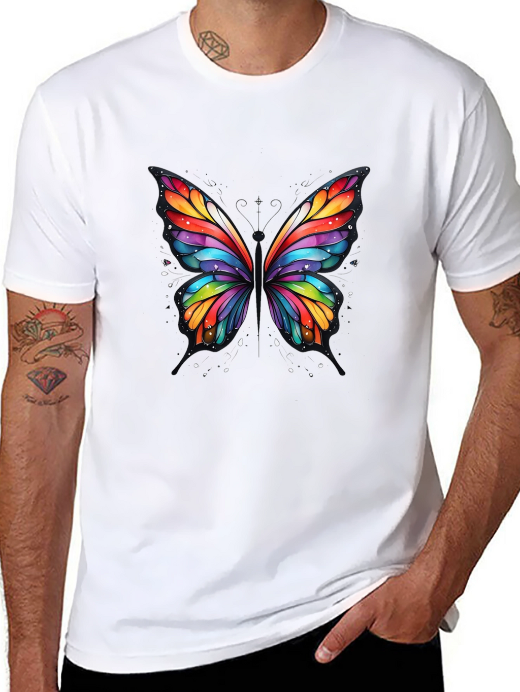 Rainbow Butterfly Graphic T-Shirt