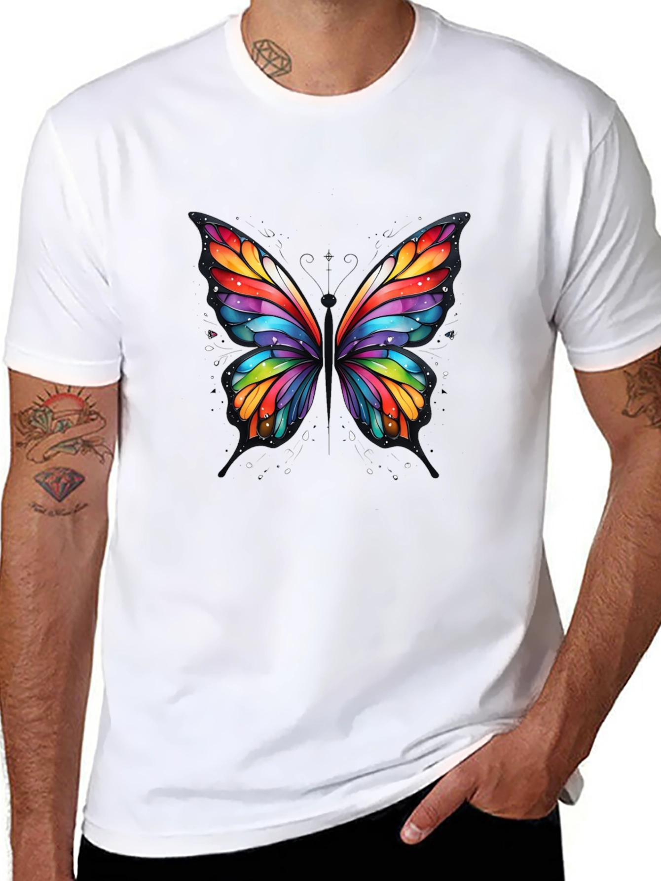 Rainbow Butterfly Graphic T-Shirt