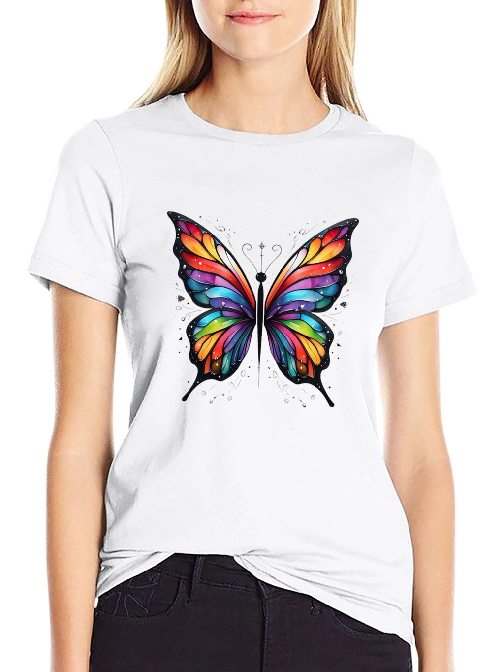 Rainbow Butterfly Graphic T-Shirt