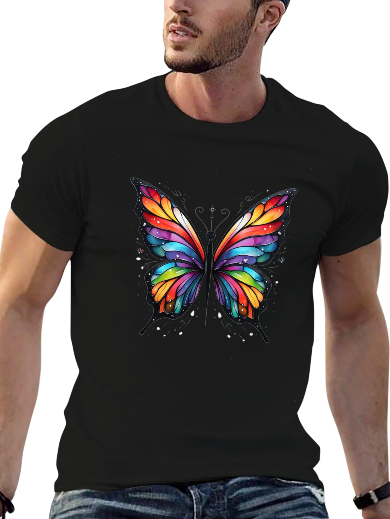 Rainbow Butterfly Graphic T-Shirt