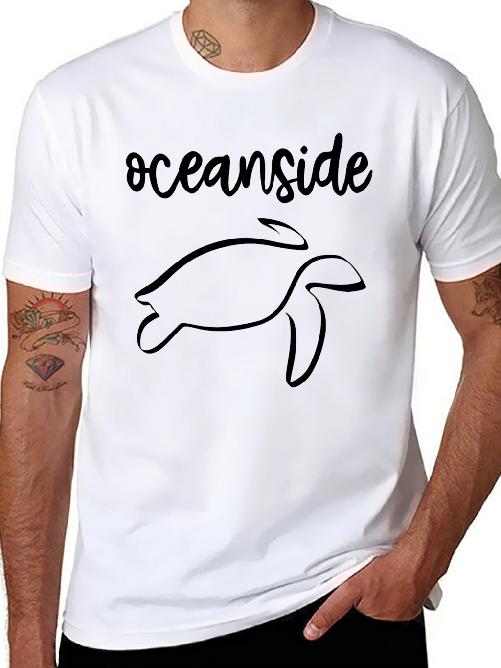 Oceanside Turtle Graphic Tee - Soft Black Cotton