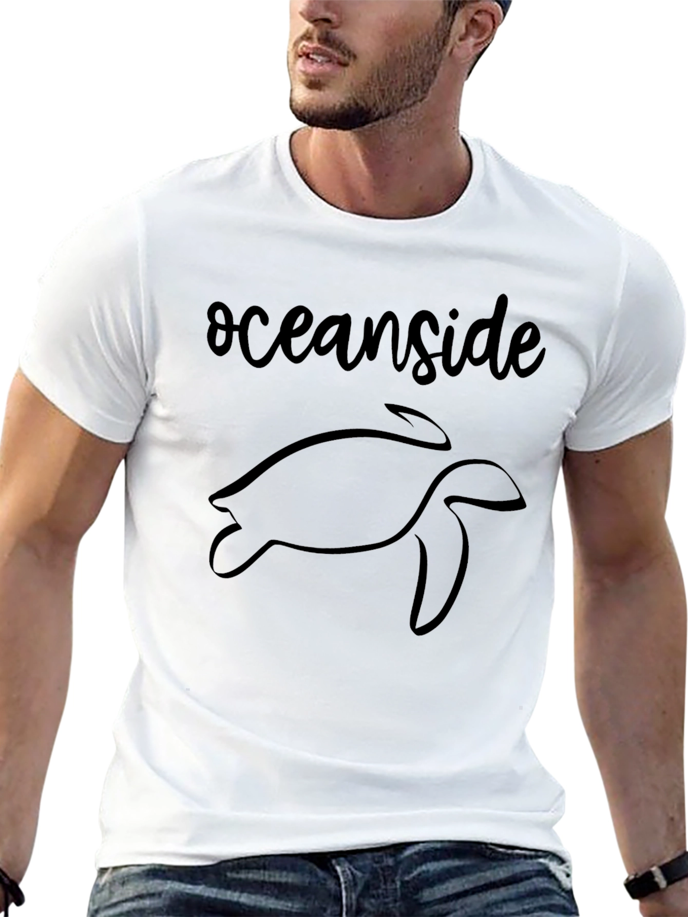 Oceanside Turtle Graphic Tee - Soft Black Cotton