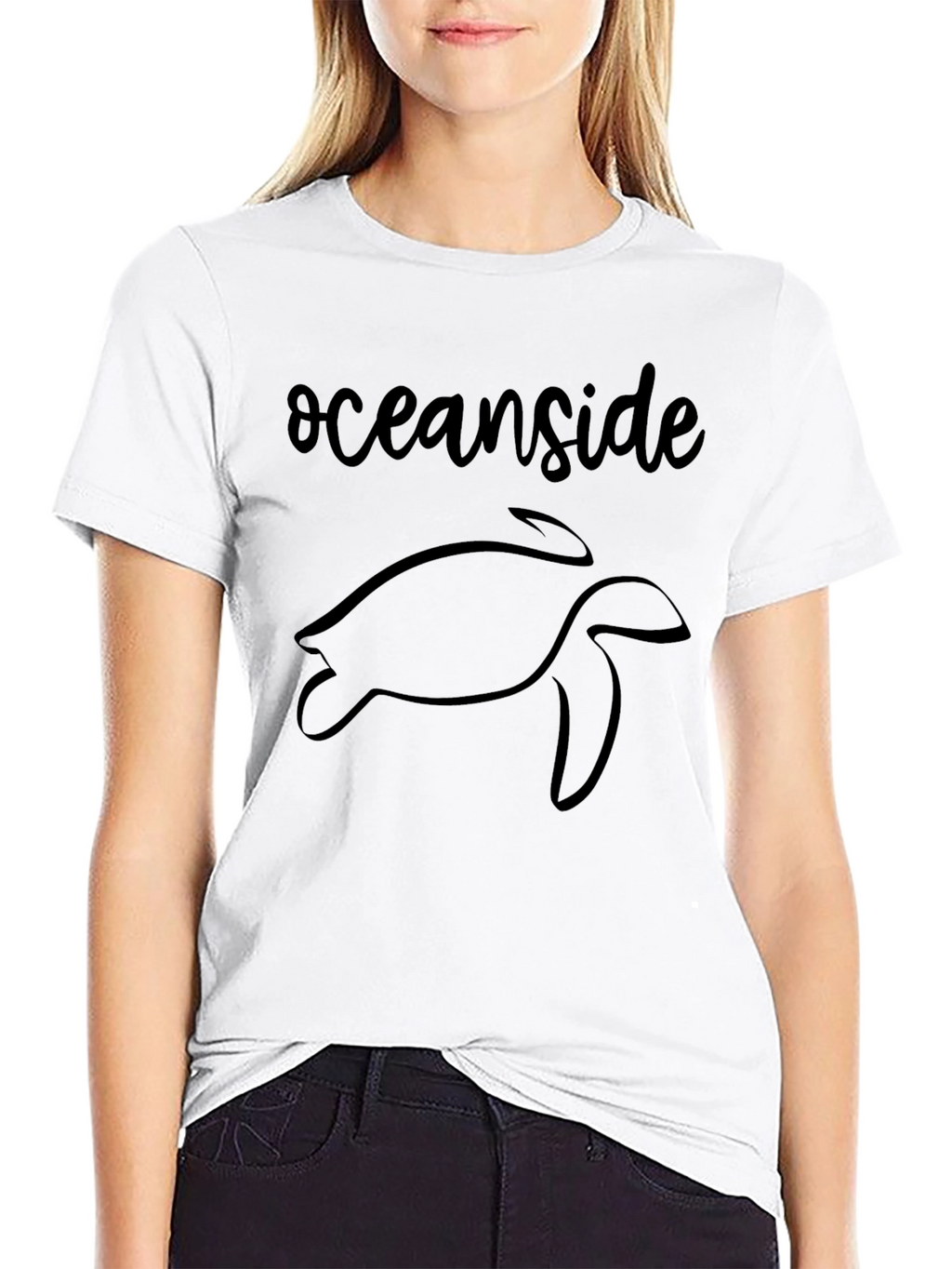 Oceanside Turtle Graphic Tee - Soft Black Cotton