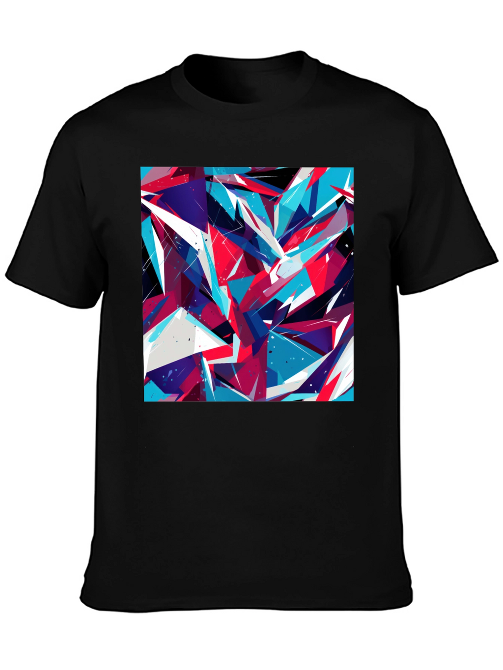 Abstract Geometric Print Black T-Shirt