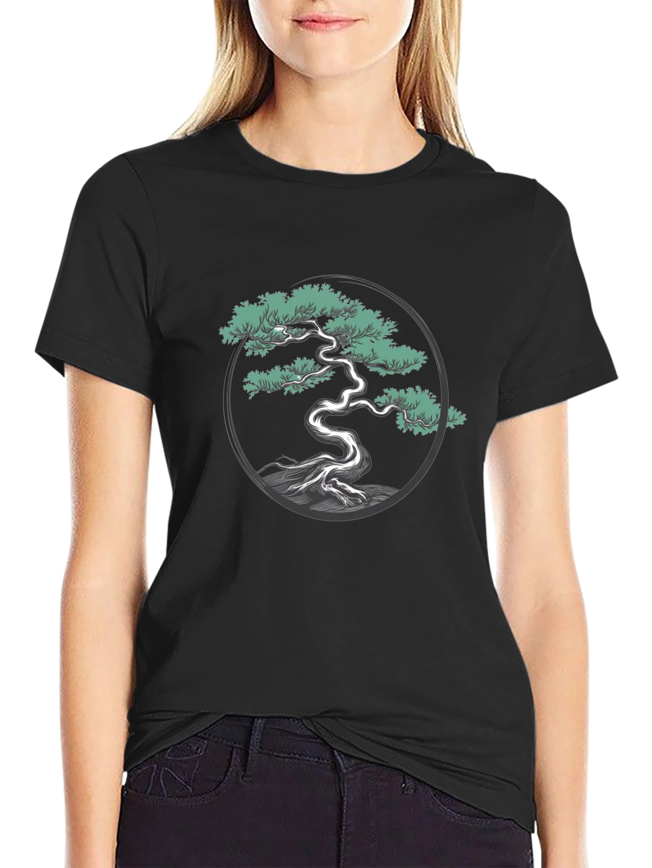 Bonsai Tree Graphic Tee - Black Cotton Blend